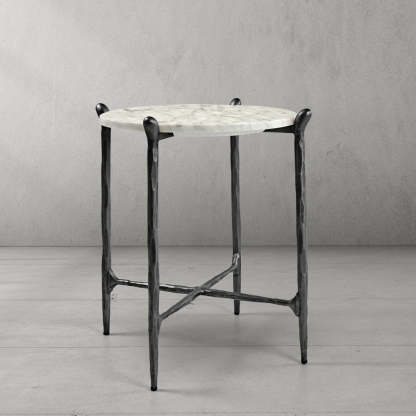 Thaddeus Round Horn Marble Coffee Table & Side Table-Fullstarlighting