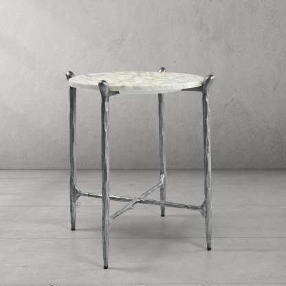 Thaddeus Round Horn Marble Coffee Table & Side Table-Fullstarlighting