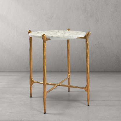 Thaddeus Round Horn Marble Coffee Table & Side Table-Fullstarlighting