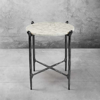 Thaddeus Round Horn Marble Coffee Table & Side Table-Fullstarlighting