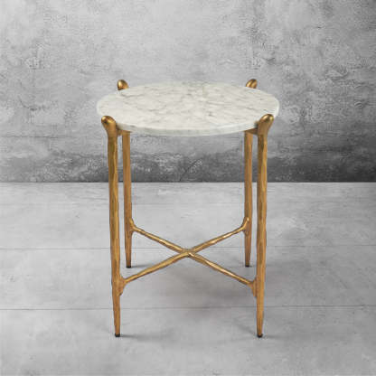 Thaddeus Round Horn Marble Coffee Table & Side Table-Fullstarlighting
