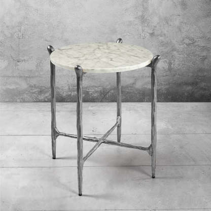 Thaddeus Round Horn Marble Coffee Table & Side Table-Fullstarlighting