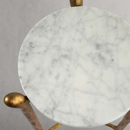 Thaddeus Round Horn Marble Coffee Table & Side Table-Fullstarlighting