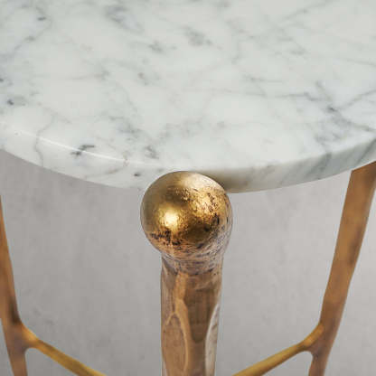 Thaddeus Round Horn Marble Coffee Table & Side Table-Fullstarlighting