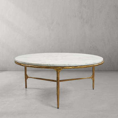 Thaddeus Marble Round Coffee Table-Fullstarlighting