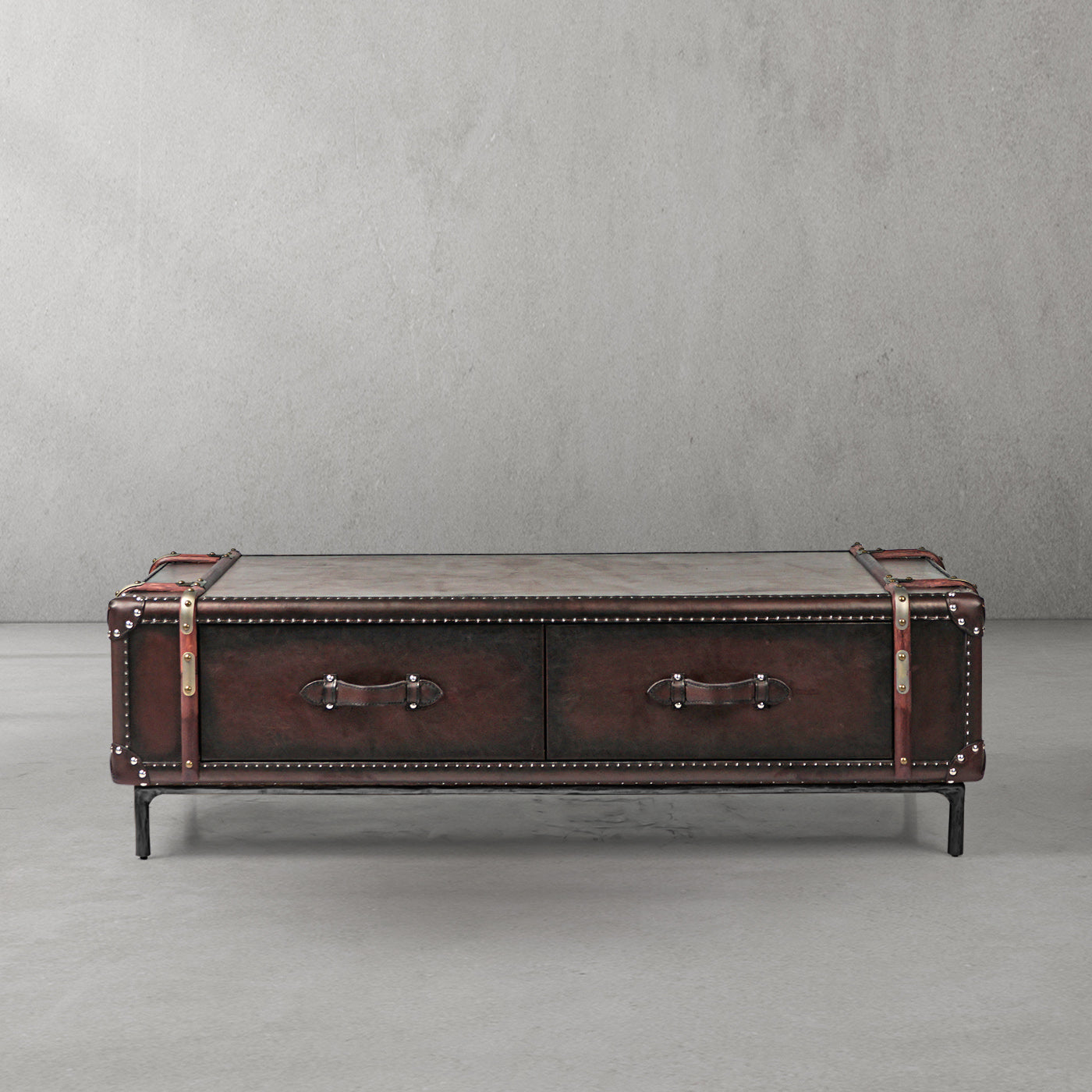 Thaddeus Vintage Cowhide Rattan Coffee Table-Fullstarlighting