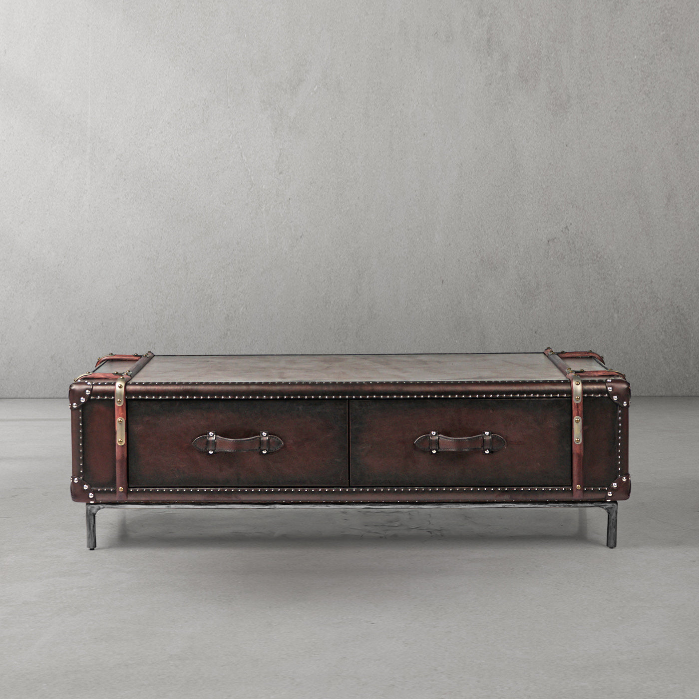 Thaddeus Vintage Cowhide Rattan Coffee Table-Fullstarlighting
