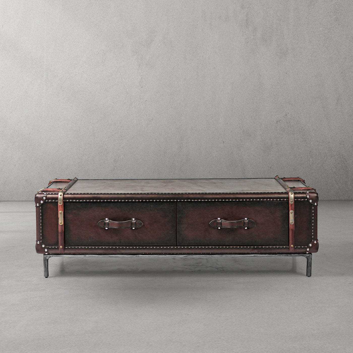 Thaddeus Vintage Cowhide Rattan Coffee Table-Fullstarlighting