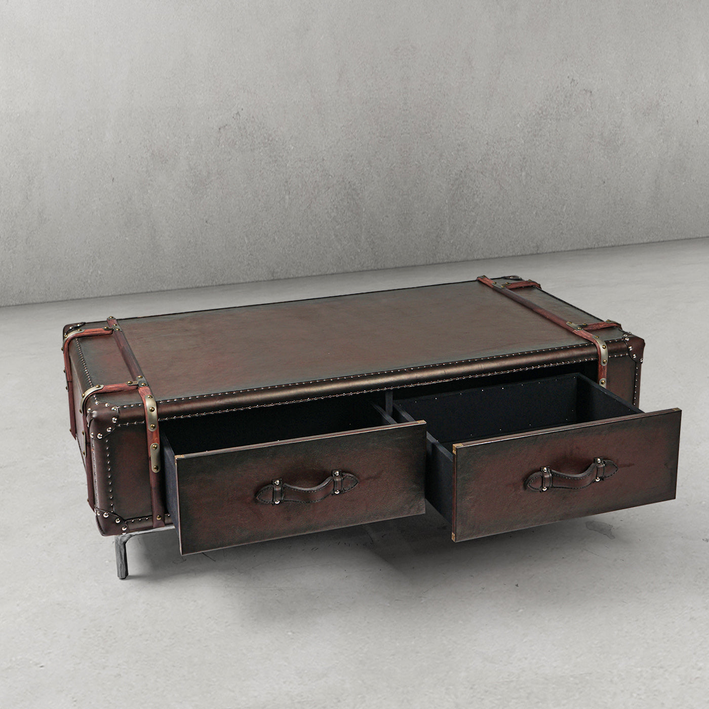 Thaddeus Vintage Cowhide Rattan Coffee Table-Fullstarlighting