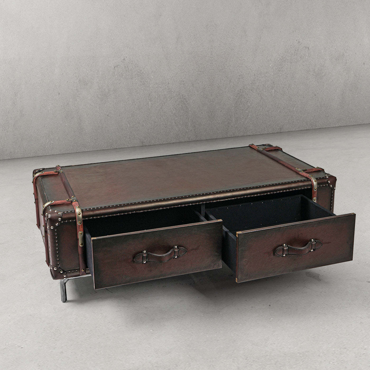 Thaddeus Vintage Cowhide Rattan Coffee Table-Fullstarlighting