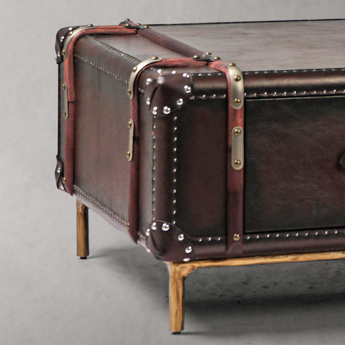 Thaddeus Vintage Cowhide Rattan Coffee Table-Fullstarlighting