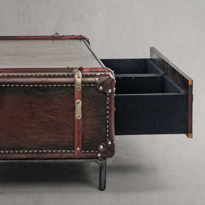 Thaddeus Vintage Cowhide Rattan Coffee Table-Fullstarlighting