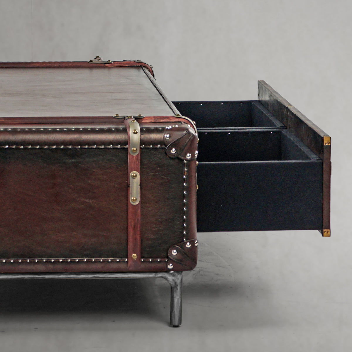 Thaddeus Vintage Cowhide Rattan Coffee Table-Fullstarlighting