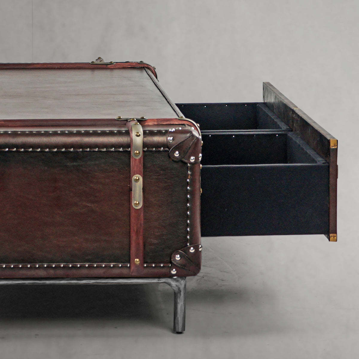 Thaddeus Vintage Cowhide Rattan Coffee Table-Fullstarlighting