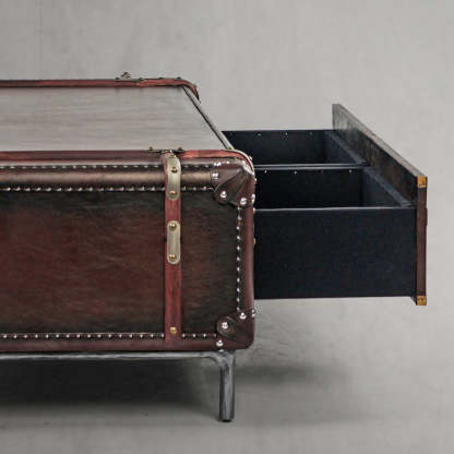 Thaddeus Vintage Cowhide Rattan Coffee Table-Fullstarlighting