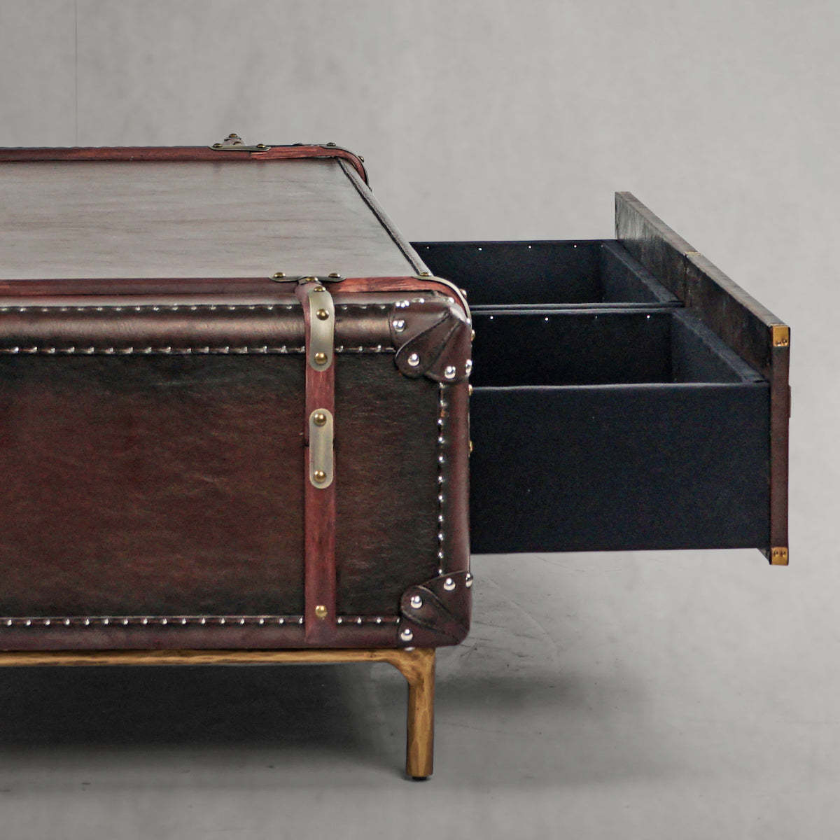 Thaddeus Vintage Cowhide Rattan Coffee Table-Fullstarlighting