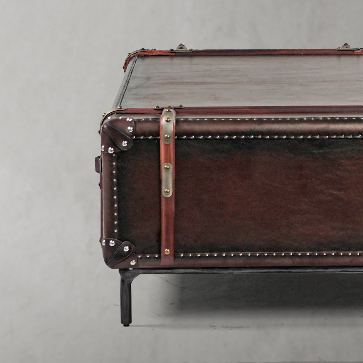 Thaddeus Vintage Cowhide Rattan Coffee Table-Fullstarlighting