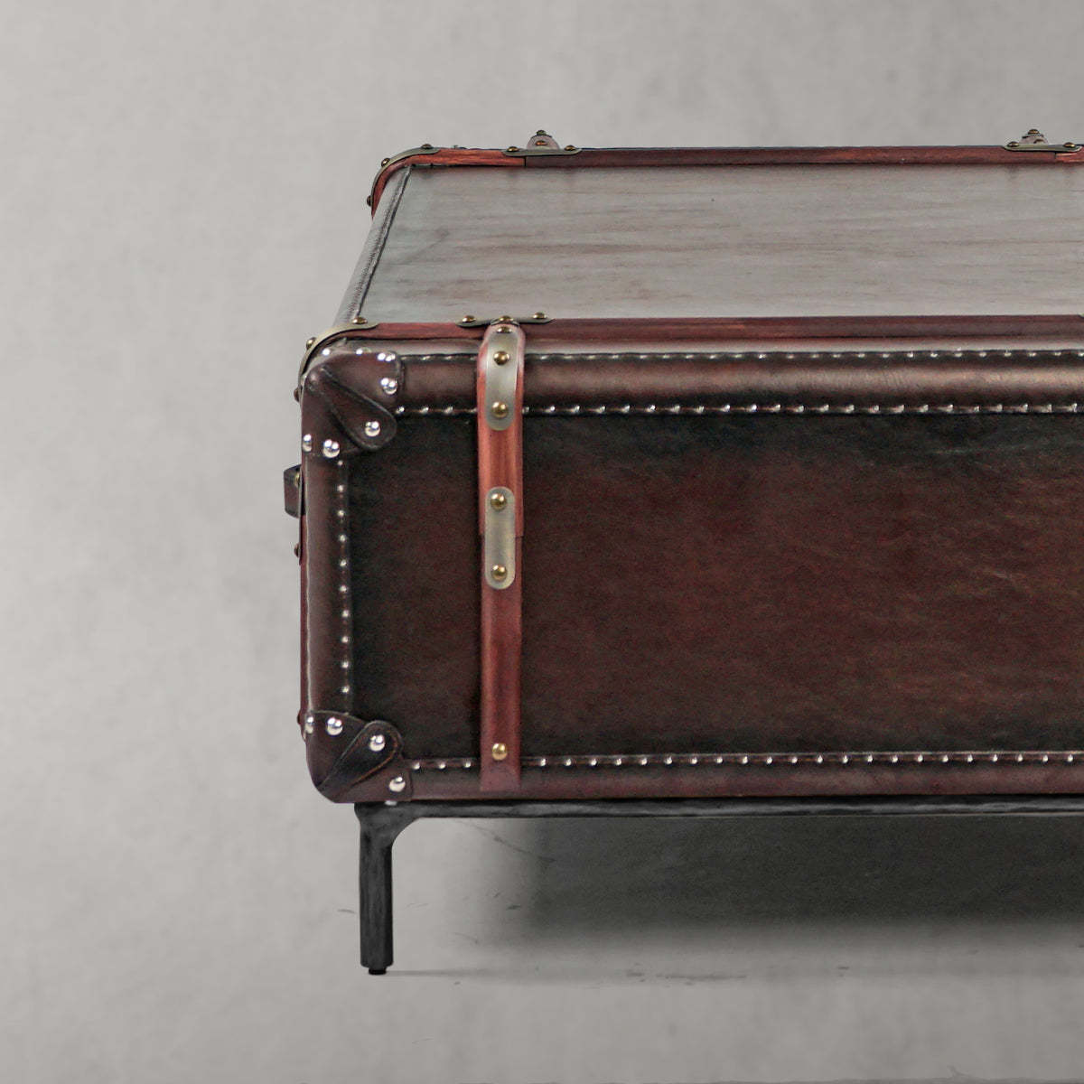 Thaddeus Vintage Cowhide Rattan Coffee Table-Fullstarlighting