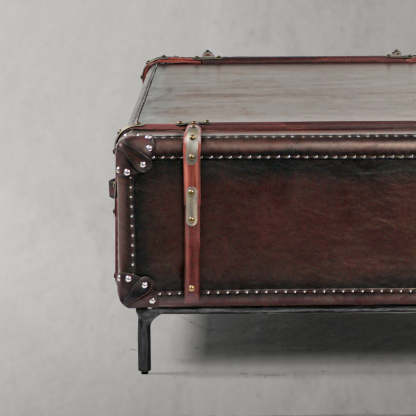 Thaddeus Vintage Cowhide Rattan Coffee Table-Fullstarlighting