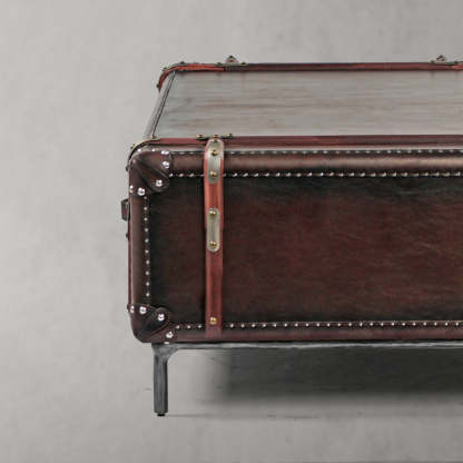 Thaddeus Vintage Cowhide Rattan Coffee Table-Fullstarlighting