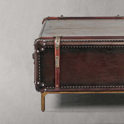 Thaddeus Vintage Cowhide Rattan Coffee Table-Fullstarlighting