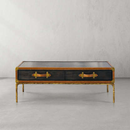 Thaddeus Vintage Leather Square Coffee Table-Fullstarlighting
