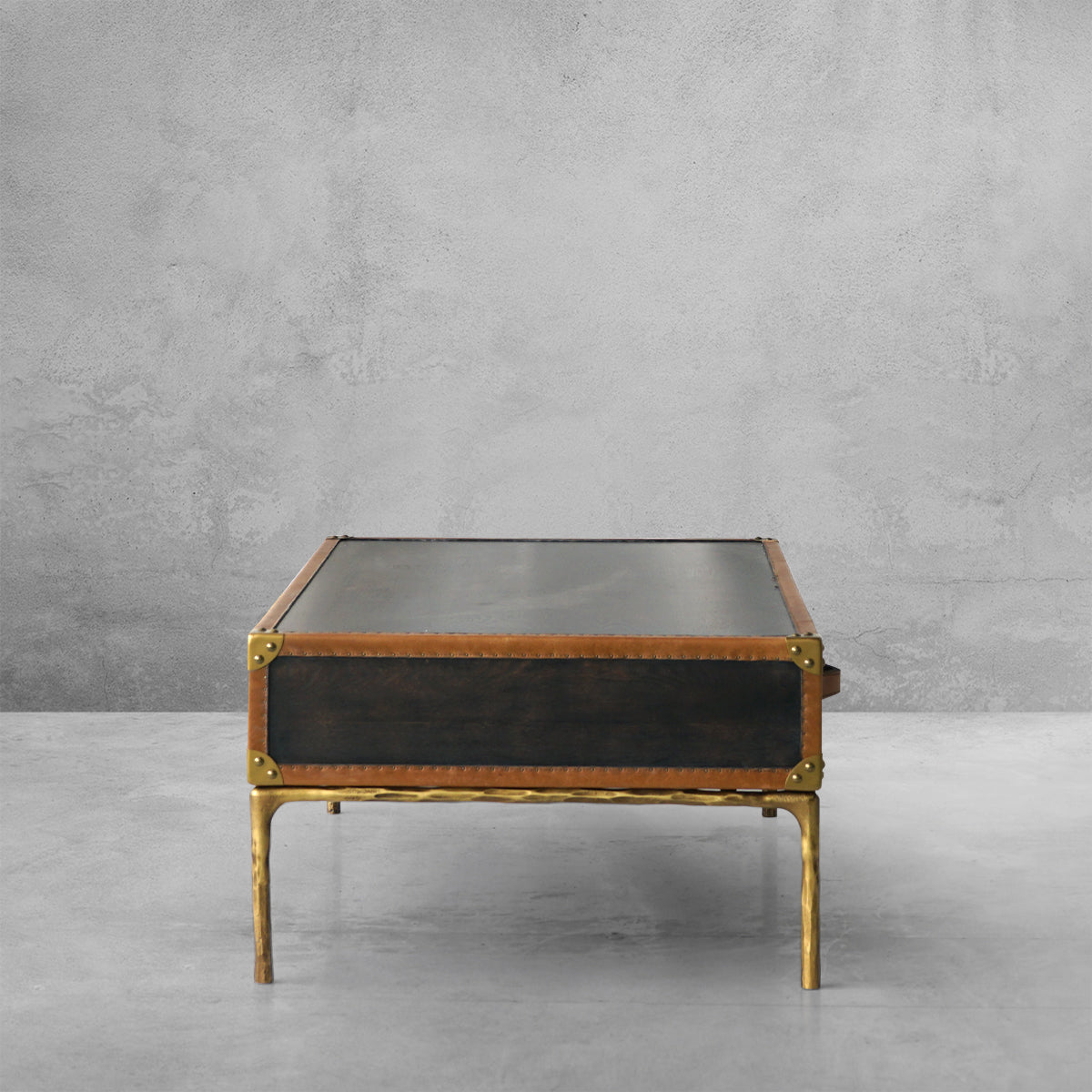 Thaddeus Vintage Leather Square Coffee Table-Fullstarlighting