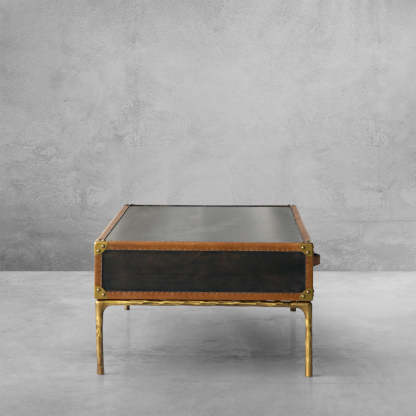 Thaddeus Vintage Leather Square Coffee Table-Fullstarlighting