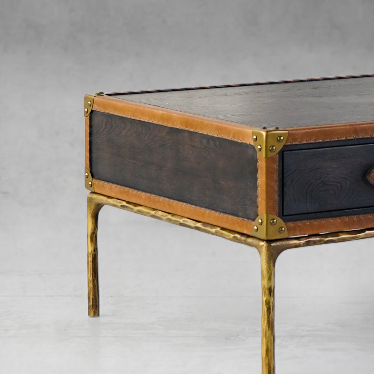 Thaddeus Vintage Leather Square Coffee Table-Fullstarlighting