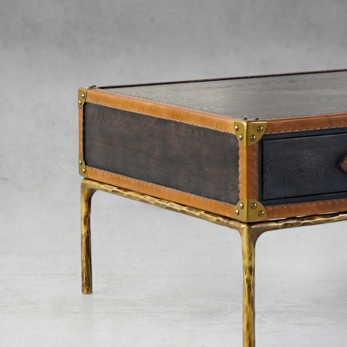 Thaddeus Vintage Leather Square Coffee Table-Fullstarlighting