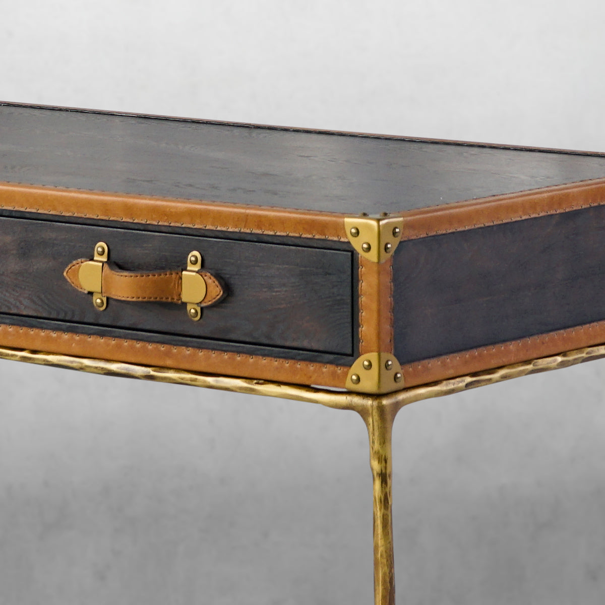 Thaddeus Vintage Leather Square Coffee Table-Fullstarlighting