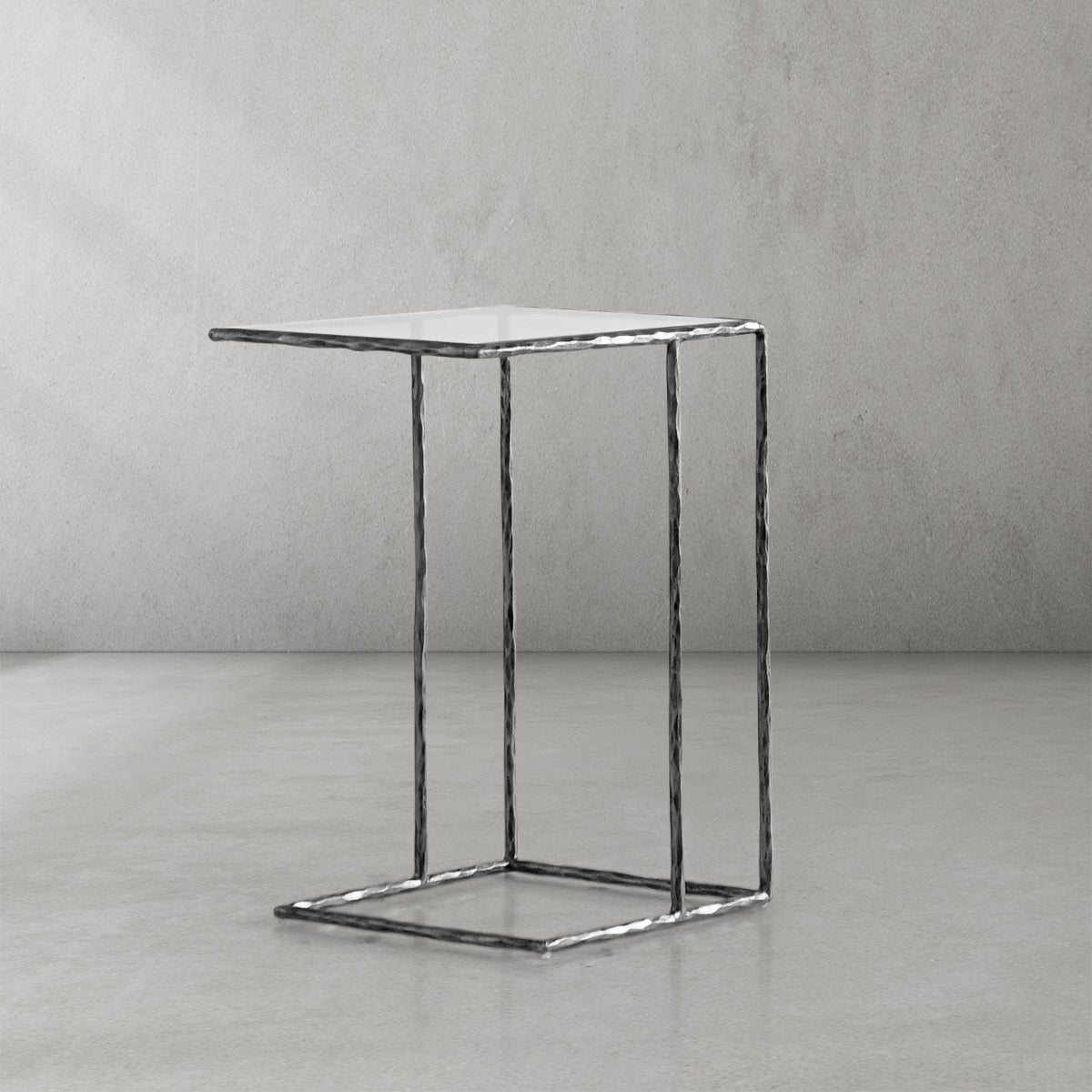 Thaddeus Tempered Glass C-Shaped Side Table-Fullstarlighting
