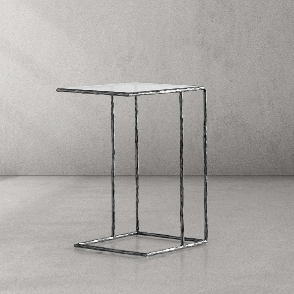 Thaddeus Tempered Glass C-Shaped Side Table-Fullstarlighting