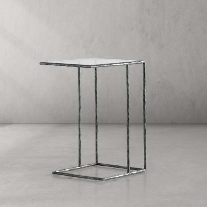 Thaddeus Tempered Glass C-Shaped Side Table-Fullstarlighting