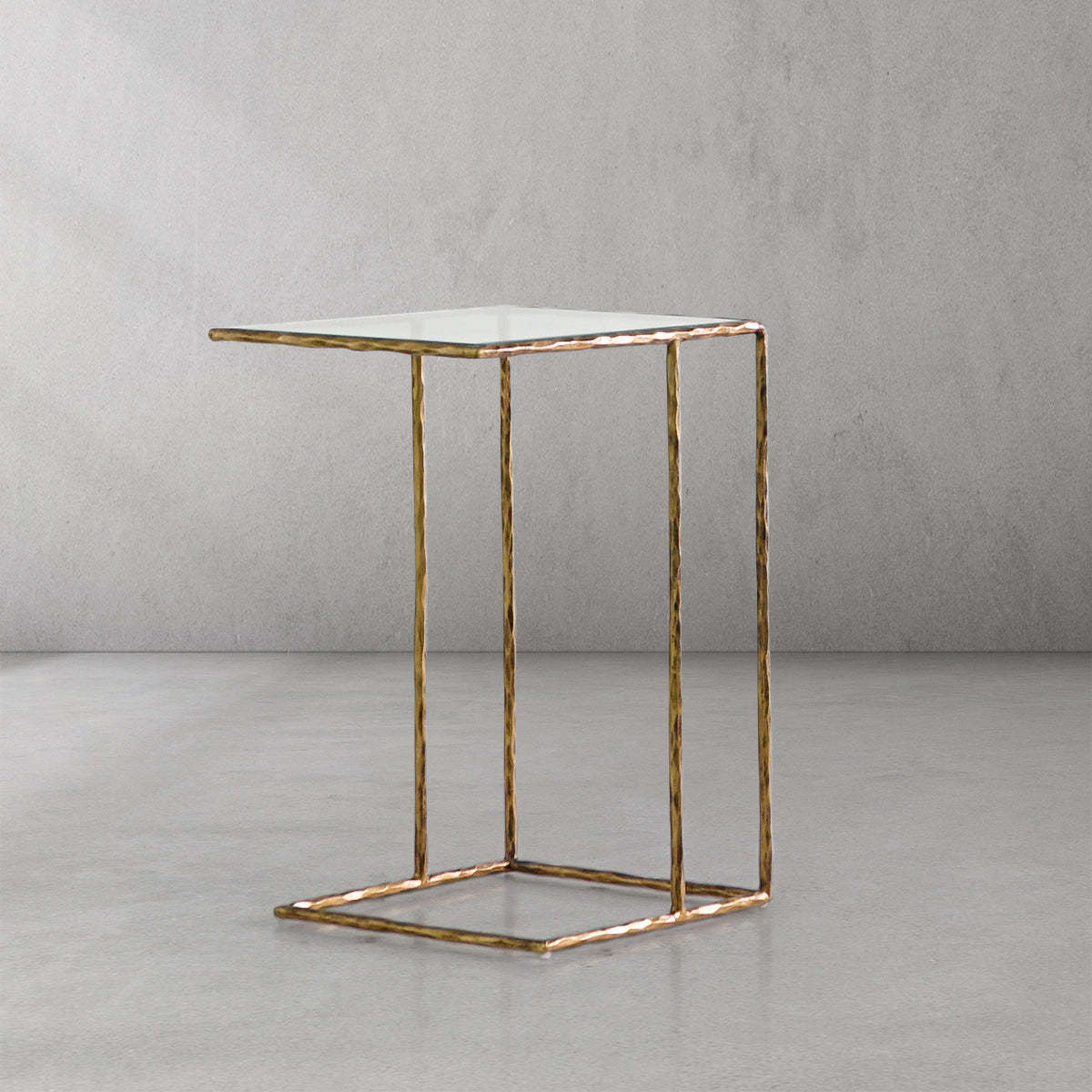 Thaddeus Tempered Glass C-Shaped Side Table-Fullstarlighting