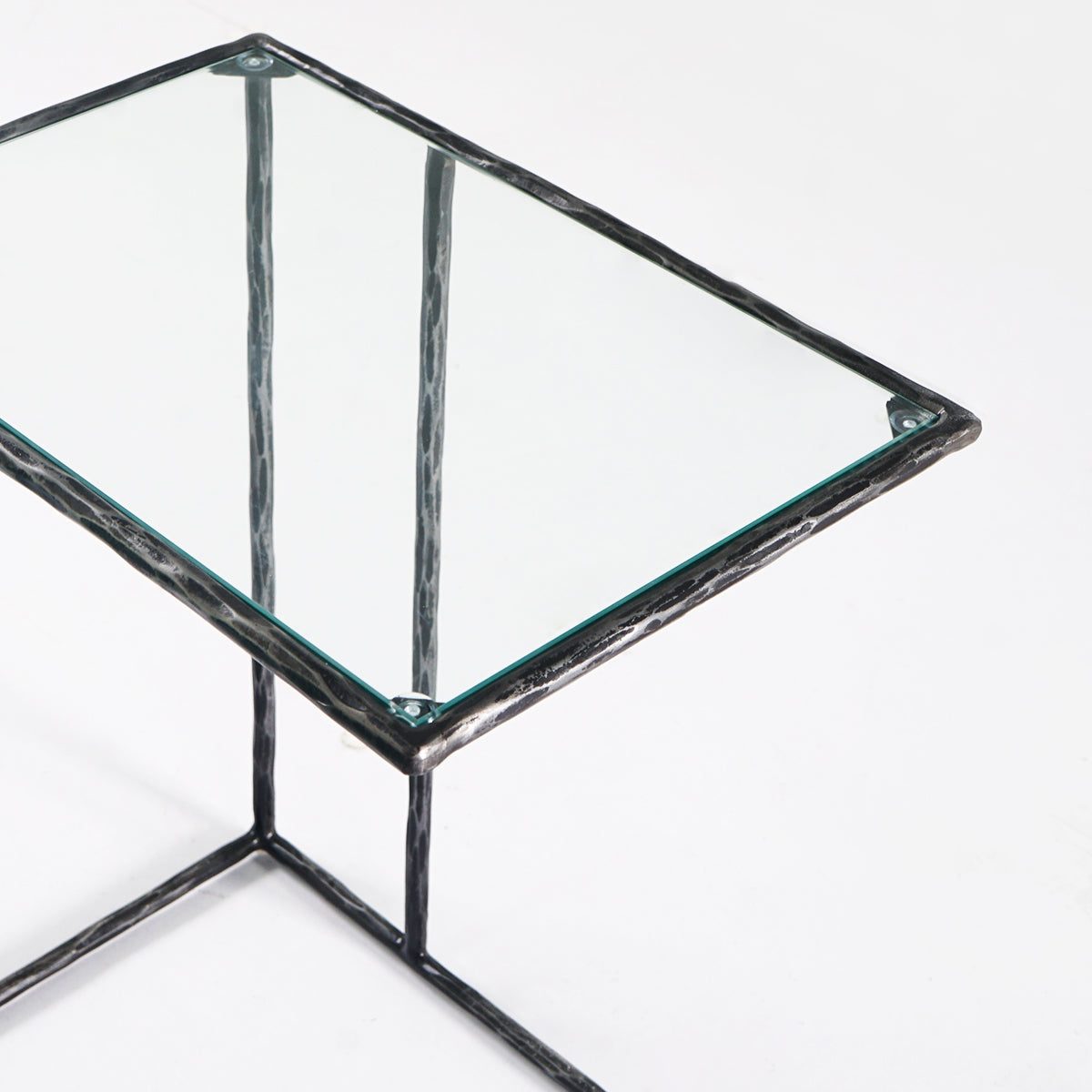 Thaddeus Tempered Glass C-Shaped Side Table-Fullstarlighting