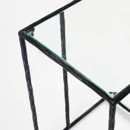 Thaddeus Tempered Glass C-Shaped Side Table-Fullstarlighting