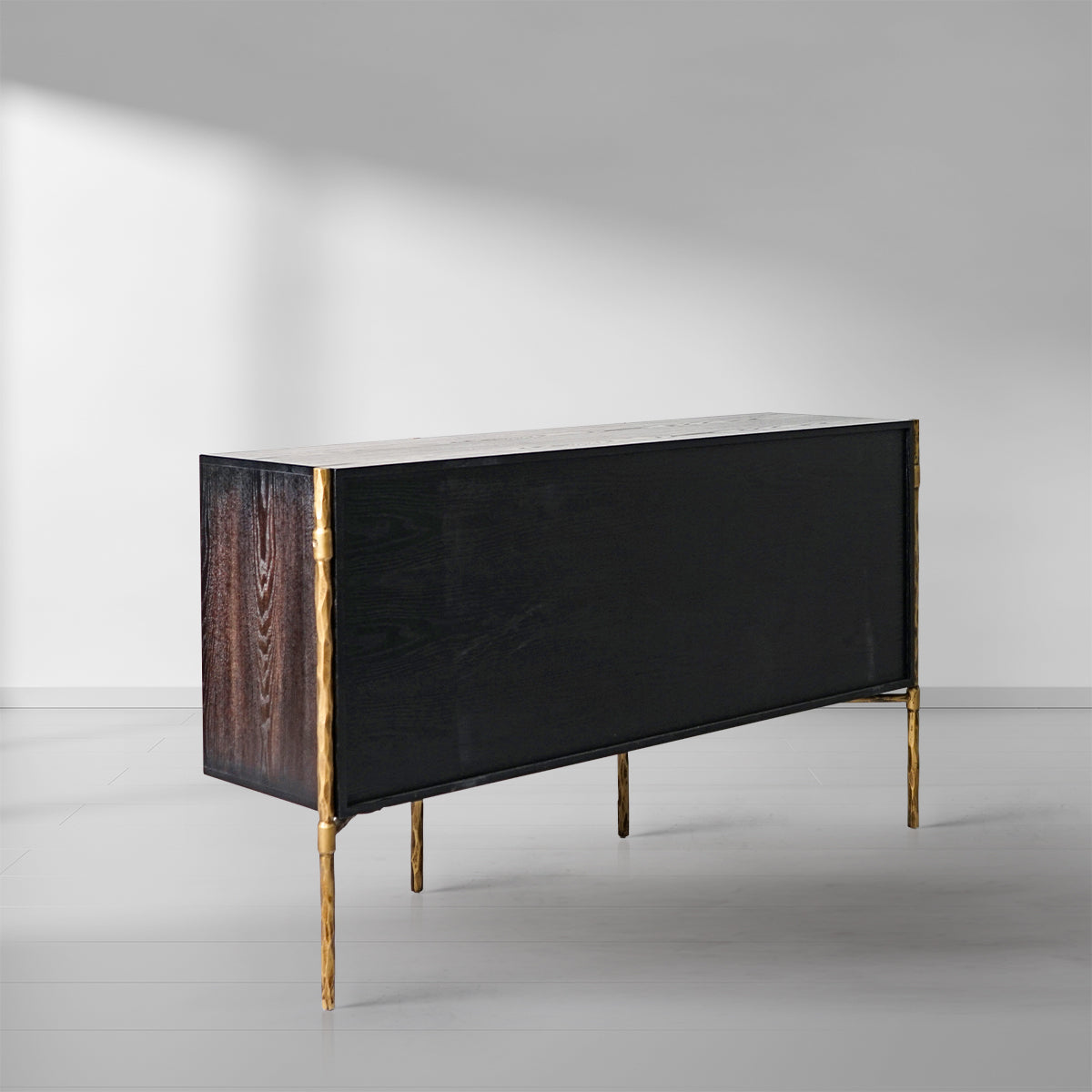 Thaddeus Metal Frame Rattan Side Cabinet-Fullstarlighting