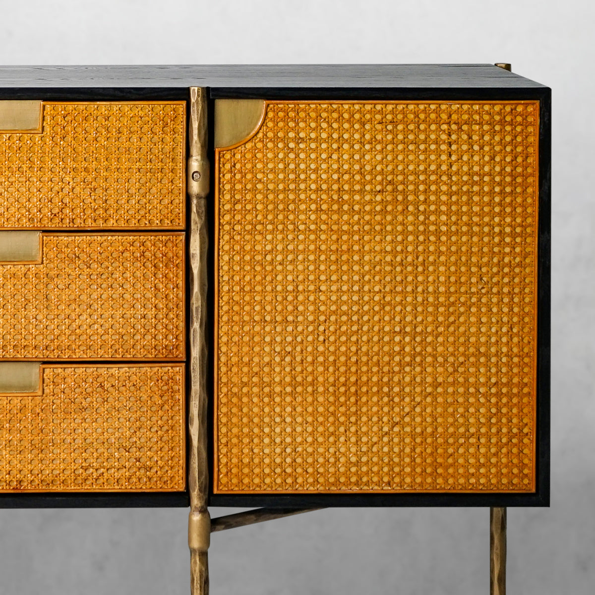 Thaddeus Metal Frame Rattan Side Cabinet-Fullstarlighting