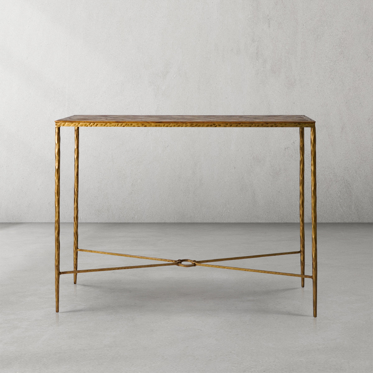 Thaddeus Metal Frame Elm Wood Console Table-Fullstarlighting
