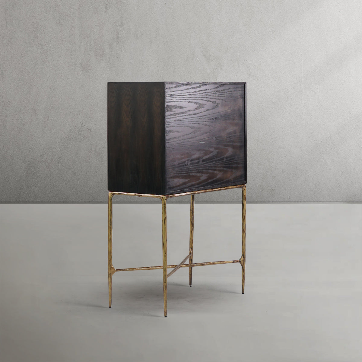 Thaddeus Metal Frame Rattan Side Cabinet-Fullstarlighting