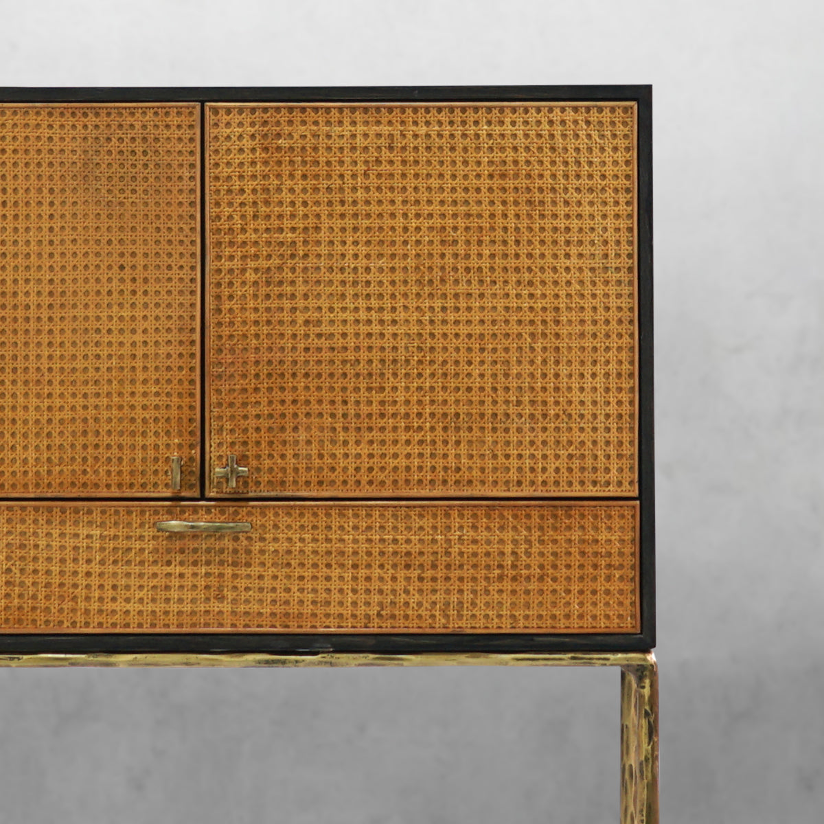 Thaddeus Metal Frame Rattan Side Cabinet-Fullstarlighting
