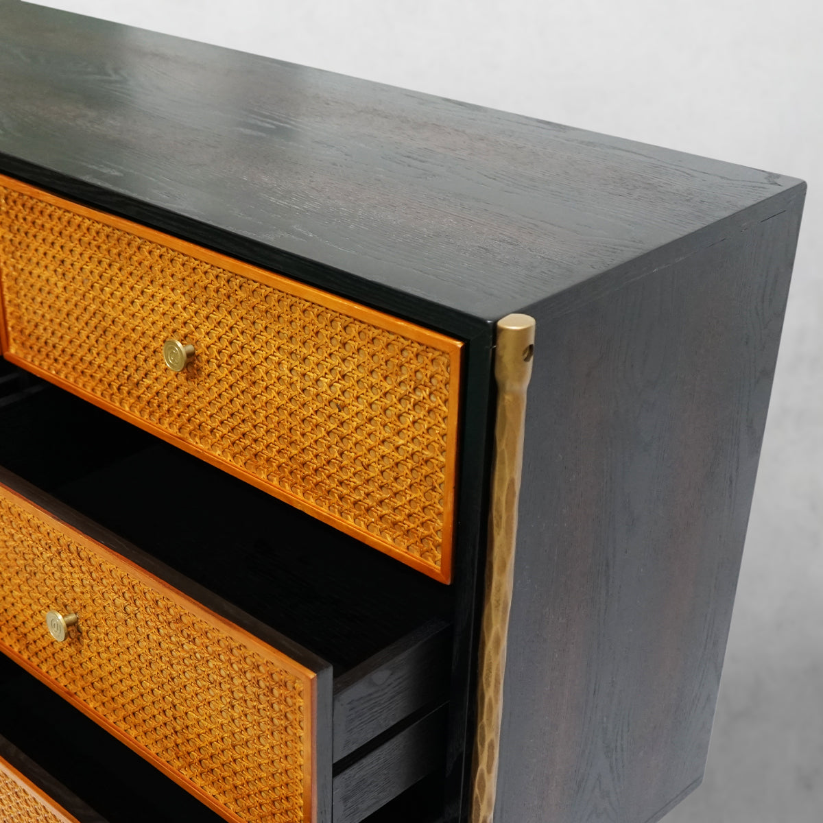 Thaddeus Metal Frame Rattan 6-Drawer Side Cabinet-Fullstarlighting