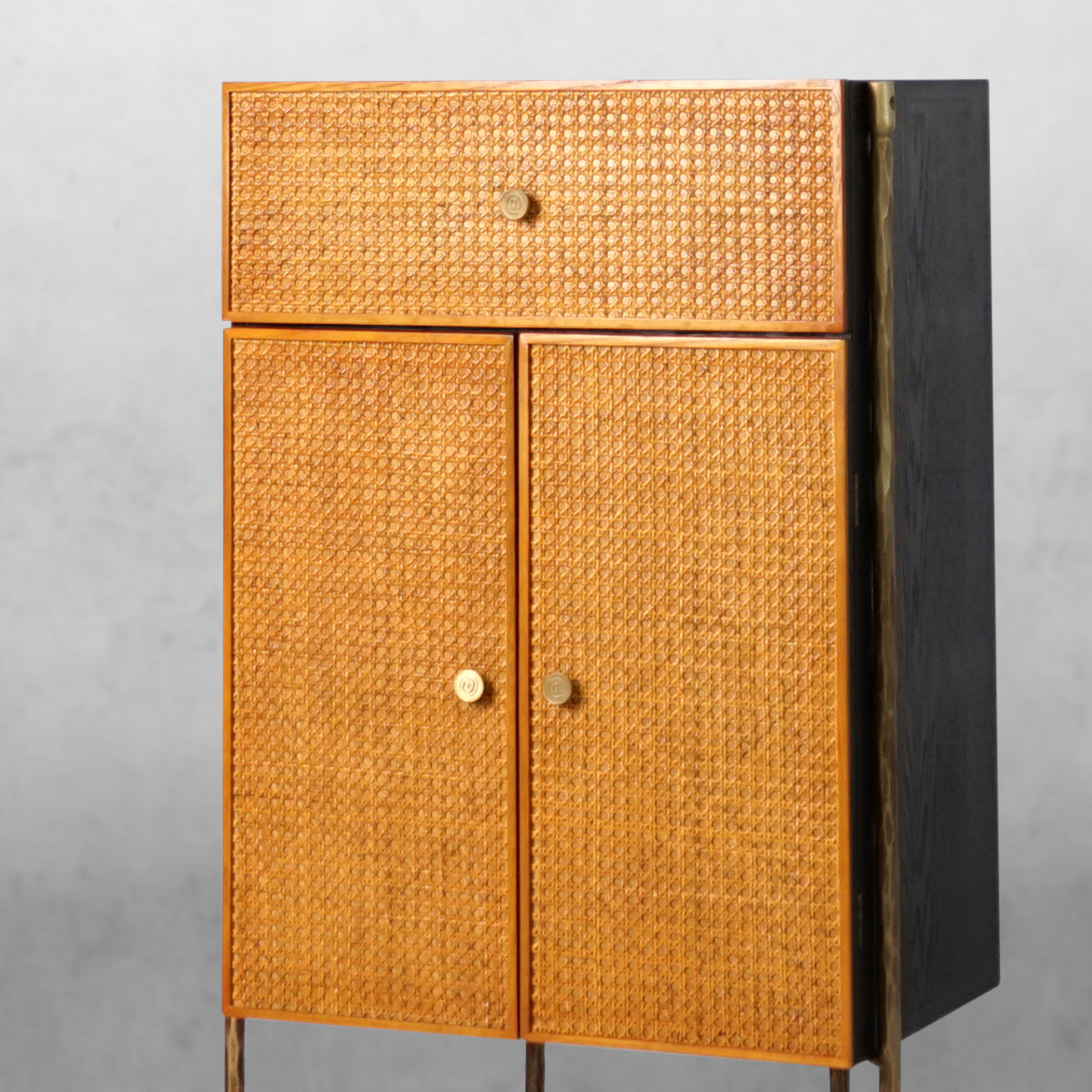 Thaddeus Metal Frame Rattan Cabinet-Fullstarlighting