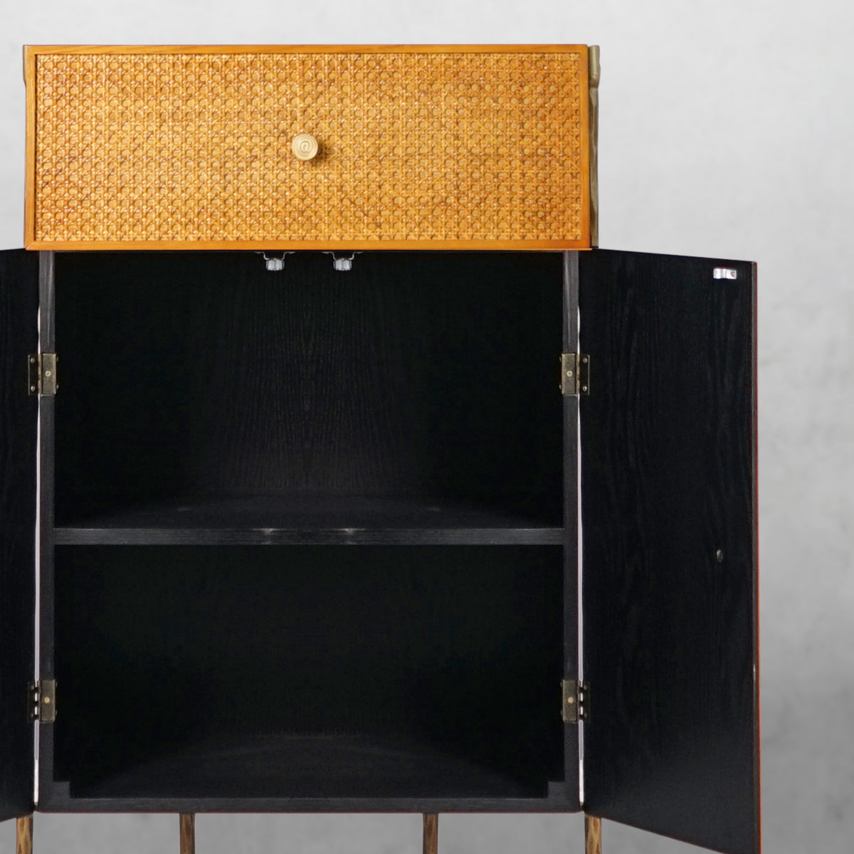 Thaddeus Metal Frame Rattan Cabinet-Fullstarlighting