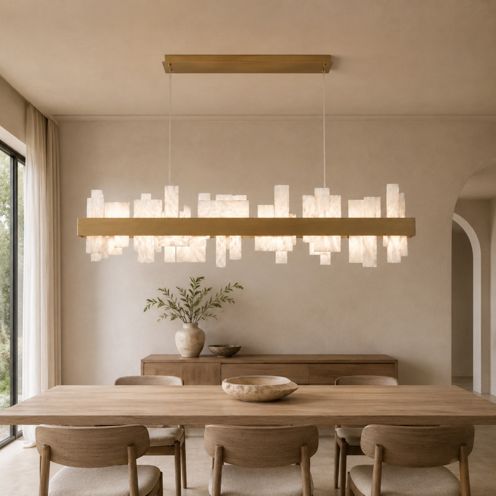 Acropolis LED Linear Alabaster Chandelier 46" / 84"