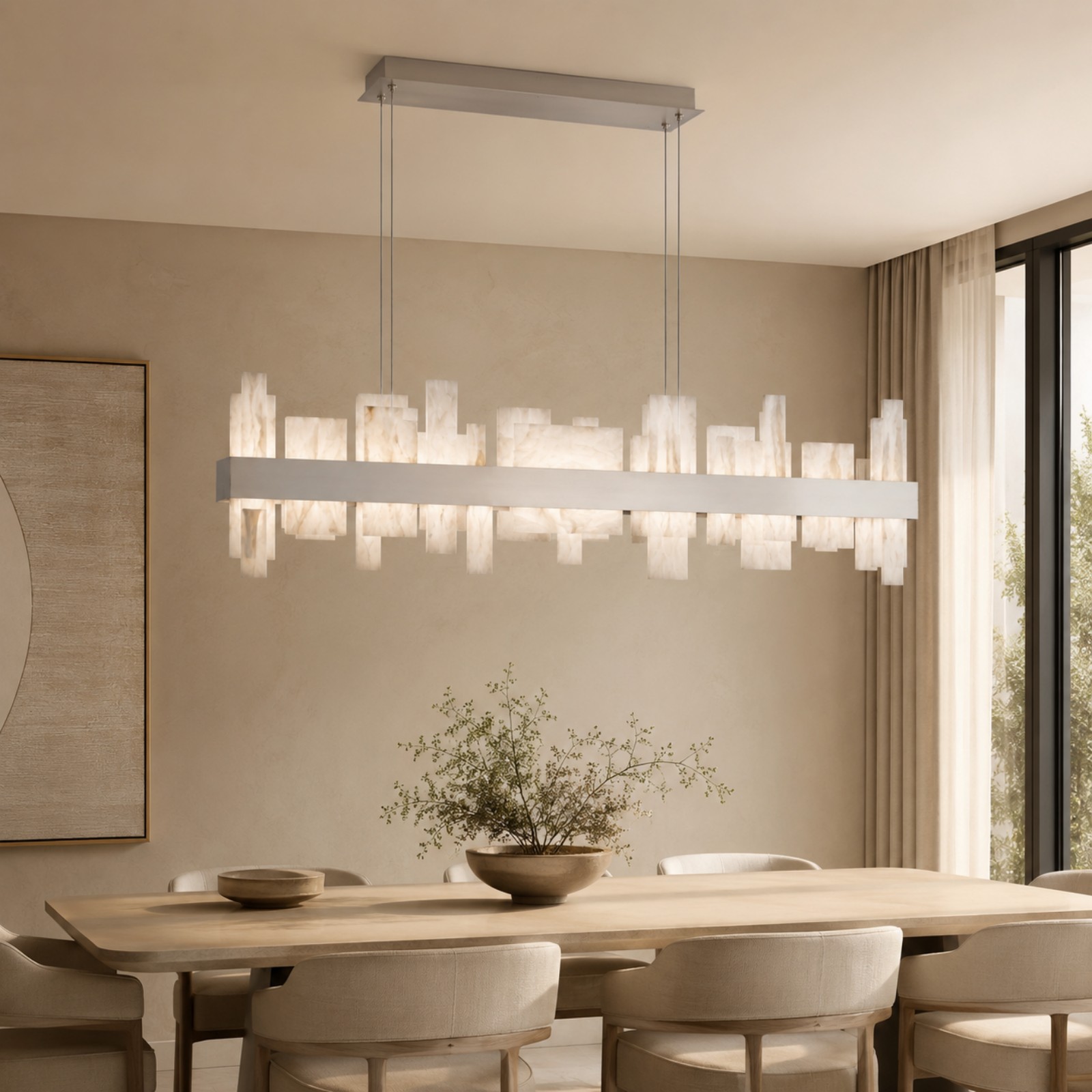 Acropolis LED Linear Alabaster Chandelier 46" / 84"