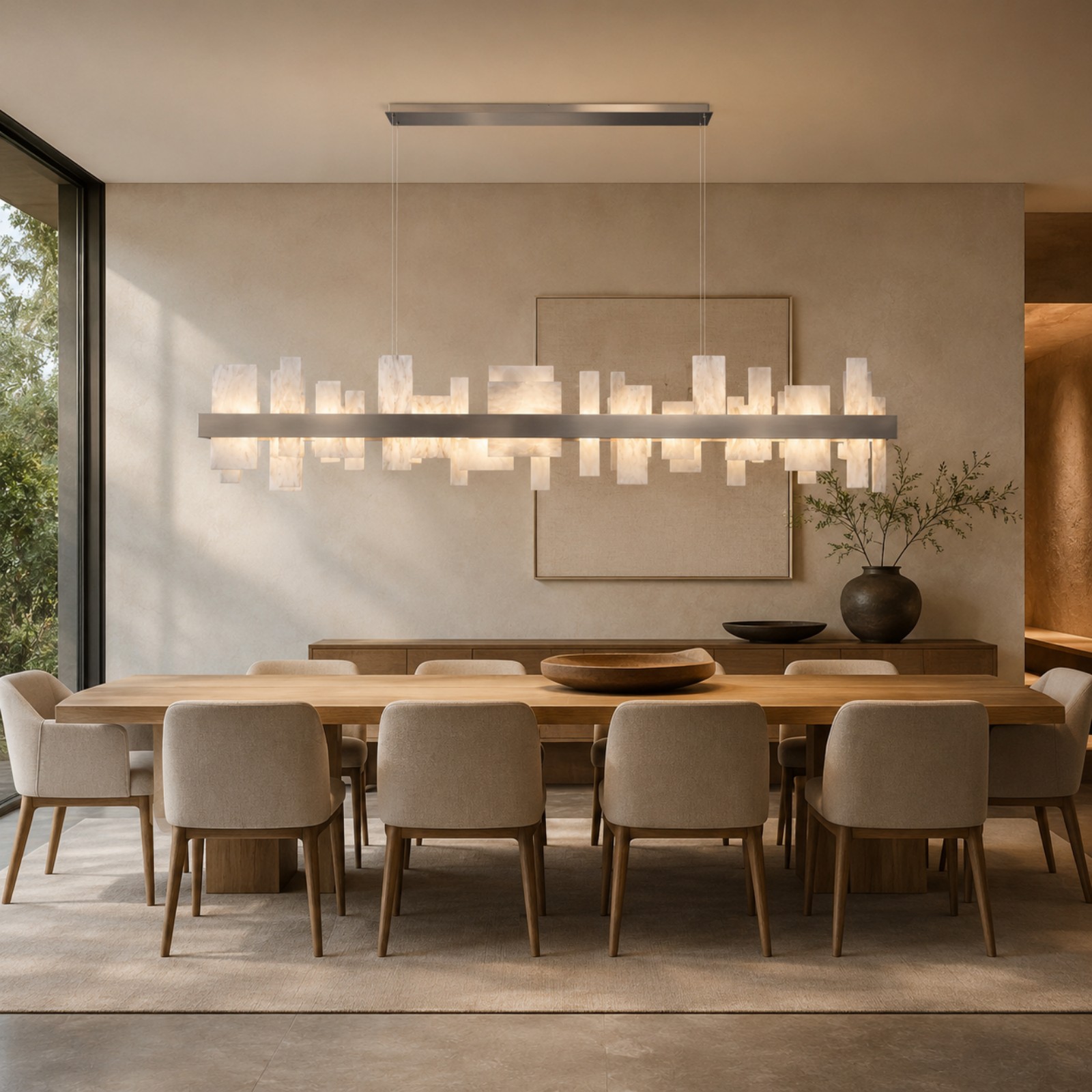 Acropolis LED Linear Alabaster Chandelier 46" / 84"