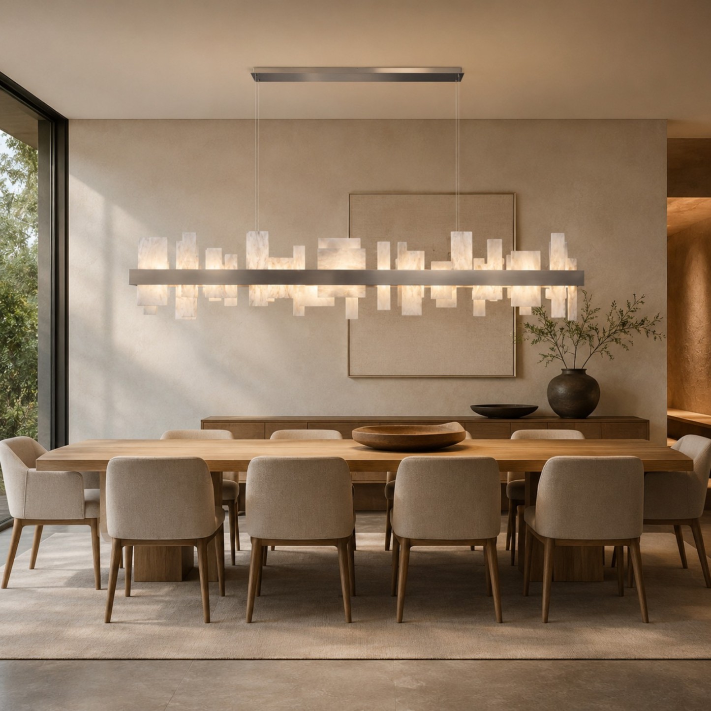 Acropolis LED Linear Alabaster Chandelier 46" / 84"