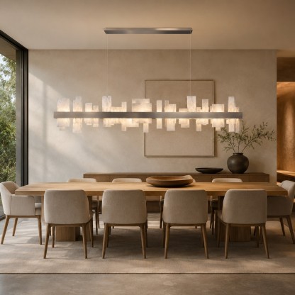 Acropolis LED Linear Alabaster Chandelier 46" / 84"